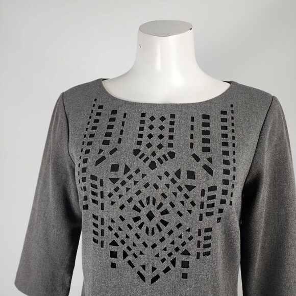 Banana Republic Grey Laser Cut Sheath Dress Size 6 - Picture 2 of 9